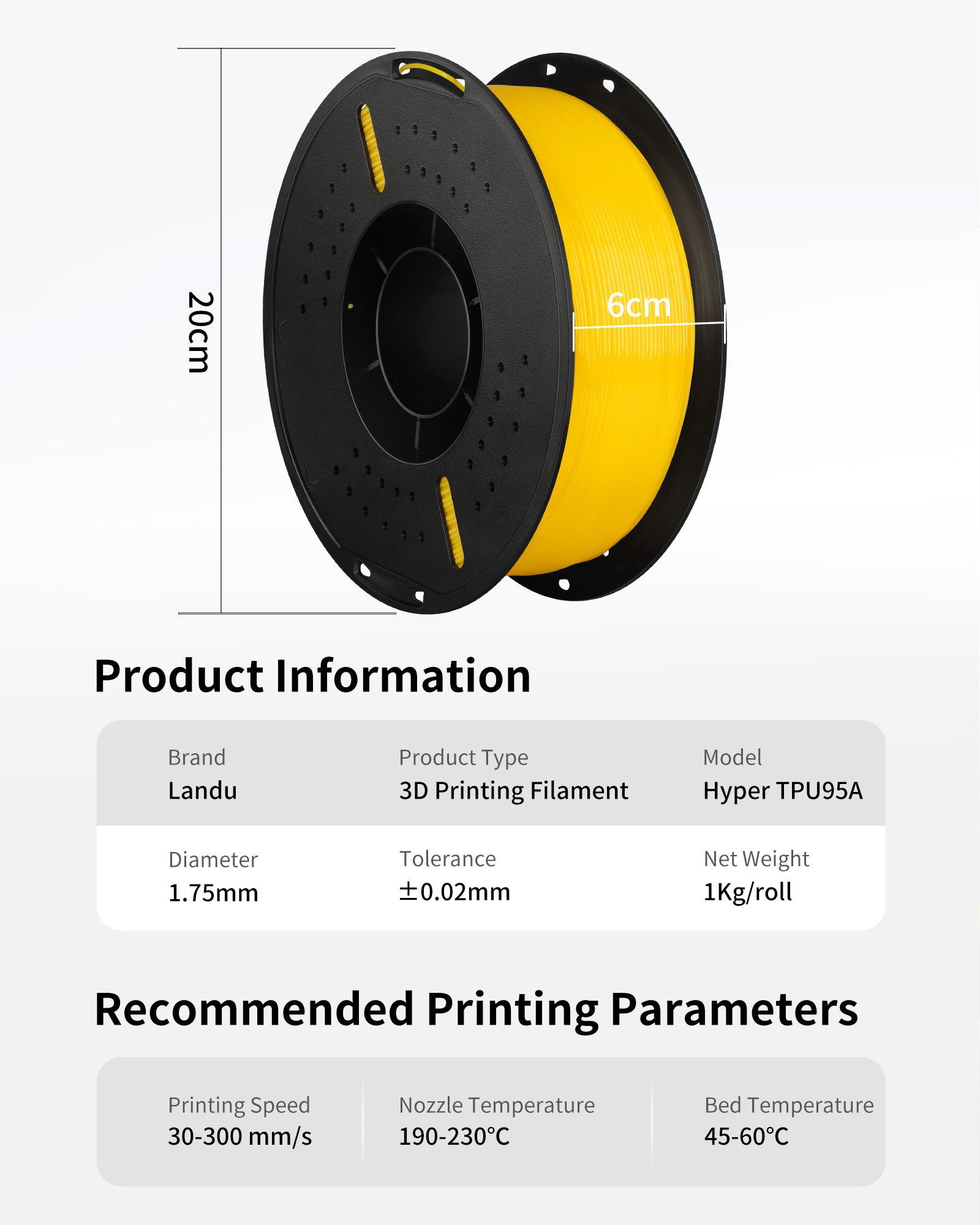 Landu Hyper TPU 95A Flexible Hi-Speed 3D Printing Filament