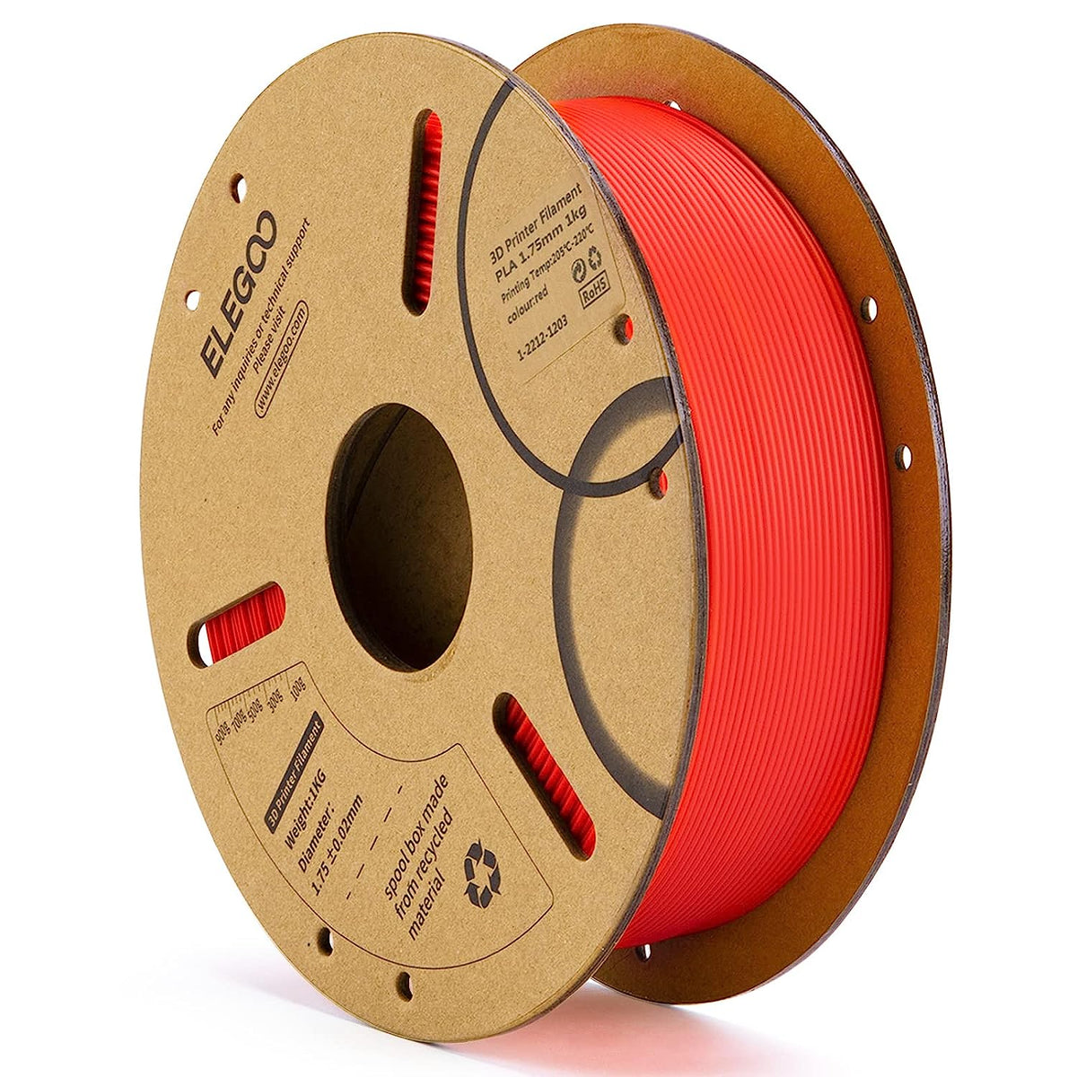 ELEGOO PLA Filament 1.75mm 3D Printer Filament 1Kg Cardboard Spool